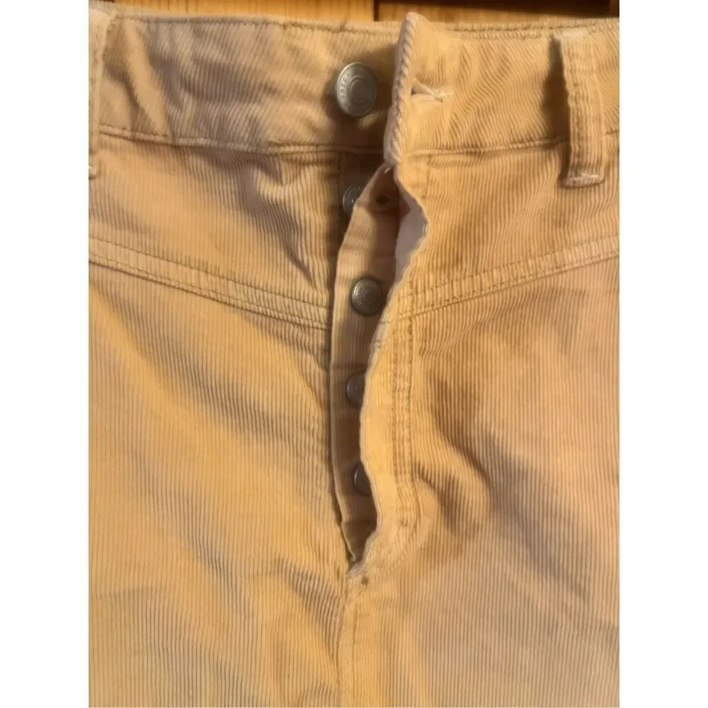 We The Free Free People corduroy miniskirt in natural 26 button fly raw hem (365